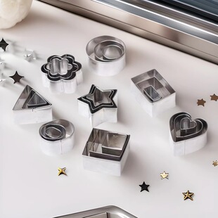 Cross-border in stock 2.5 high 430 stainless steel biscuit mold tools stars moon flower DIY baking printing mold