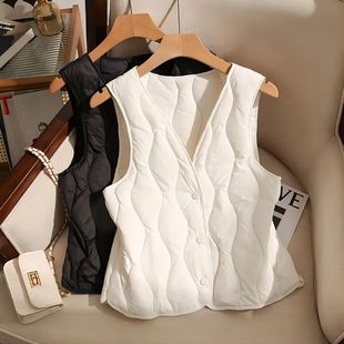 Ultra-thin vest for inside and outside wear 2023 new spring and autumn winter waistcoat warm cold-proof high-end button cotton-padded coat for women