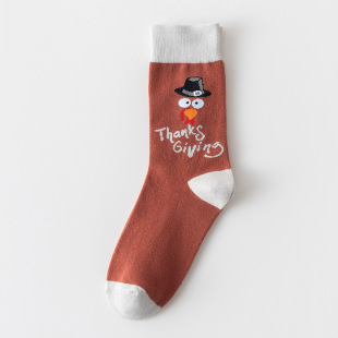 INS trendy Thanksgiving turkey socks for men and women in the tube European and American wind spring and autumn cotton socks street cross-border stockings