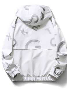 New Teenager Autumn and Winter Men's Outdoor Plus Size Rush Clothes Trendy Printed Casual Stitching Hooded Jacket