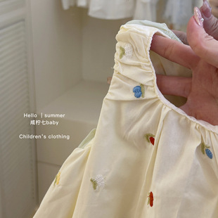 Xian lemon seven baby summer new arrival dress 2025 girls embroidered flower bud skirt western style baby girl vest skirt tide