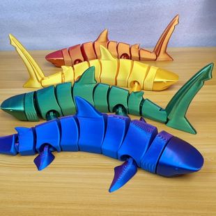 3D Print Акула все тело сустава подвижная форма свободно качающаяся креативная детская новая игрушка украшения подарок