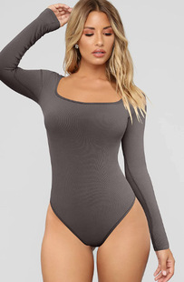 Europe and the United States cross-border 2023 foreign trade Amazon AliExpress independent station women's U-collar long sleeve vest tight jumpsuit