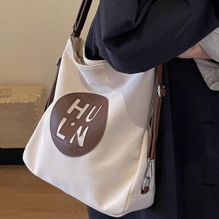 Golden Jade Bird Canvas Bag Women's Fashion Large Capacity Multipurpose Backpack Student Class Commuting Shoulder Tote Bag