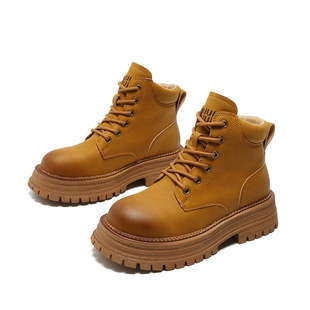 VASIBAEN Genuine Leather Martin Boots Women's 2024 New Explosions Thick Bottom Increased Short Boots Autumn Versatile Vintage