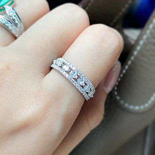 Cao Shi European and American Niche Design Fashionable Elegant Copper Plated Platinum Half Ring Full Diamond Horse Eye Zircon Ring for Women