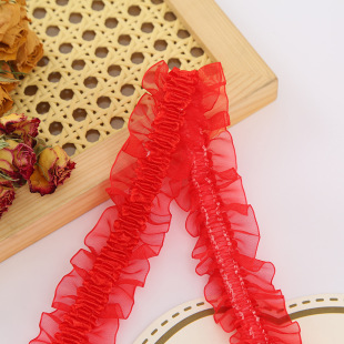 in stock 3.5cm Mesh Lace Pleated Lace Plush Skirt Accessories Clip Accessories Skirt Cuff Decoration Auxiliary