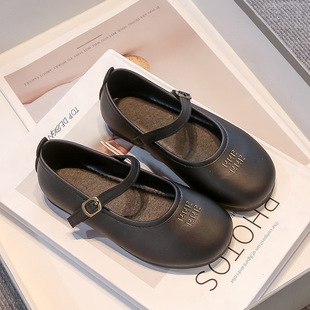 Girls' Ballet 2025 Spring New Flat Shoes Large Children's Leather Shoes Children's Shallow Mouth Soft-soled Princess Shoes