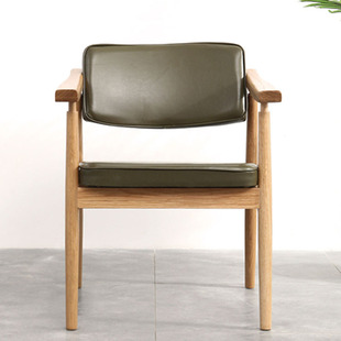 Nordic solid wood dining chair modern minimalist home oak backrest chair with armrest study office presidential chair