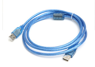 Usb2.0 public-to-public data cable computer copy cable connecting cable Am-to-Am cable transparent blue fully shielded