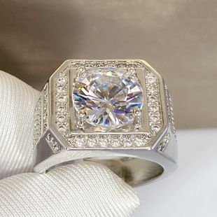 Temperament imported imitation moissanite business group inlaid ring 3 karat diamond ring luxury contract domineering wide version wedding ring