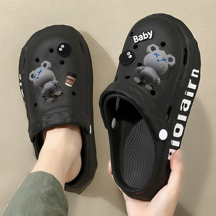 Stomp Shoes Men's Summer 2024 New Style Outer Wear Beach Seaside Non-slip Thick-soled PVC Sandals and Slippers for Men