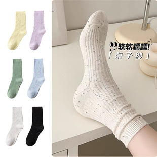 One-piece delivery socks girls' pile socks autumn and winter mid-calf socks confinement socks Zhuji wholesale dot yarn color
