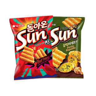 Korean Imported Food Orion Sun Corn Chips Spicy Garlic Flavor Wavy Potato Chips Trendy Puffed Snacks