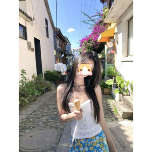 Seaside Holiday Style Sweet and Spicy A- line Skirt Women's Design Korean Style Spring and Summer New Slimming High Waist Floral Long Skirt