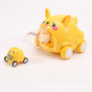 Shake sound explosions children's toys cartoon tiger cute pet inertia ejection toy car gift supply factory wholesale