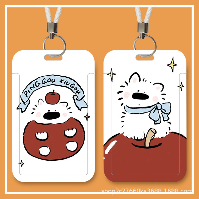 Apple Puppy Slider Card Holder Student Work Meal Card Id Card Campus Card Bus Access Control Protective Cover