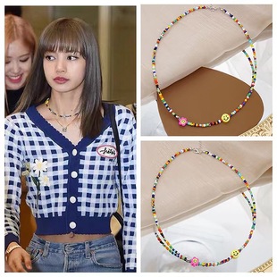 Smiley face necklace women's fashion niche clavicle chain 2022 new necklace design sense fairy cold style simple