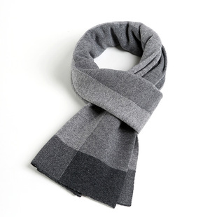 2024 New Wool Scarf Men's Color Matching Plaid Scarf Simple Fashion Wear Men's Business Scarf Scarf for Men