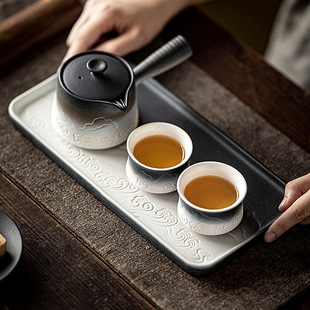 Gradient Shanhai tea tray dry tea table ceramic household retro simple kung fu tea set tea tray draining tray small size