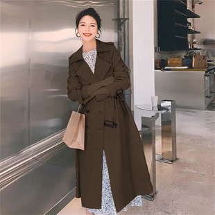 Double-Breasted Coat Coat Women's 2024 Spring Elegant Commuting Korean Style Small Popular British Style Long Coat