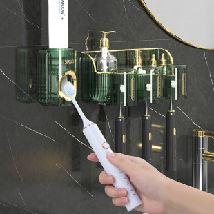 Toothbrush rack rack Cup toothpaste mouthwash Cup punch-free toothbrush cup toothbrush holder wall-mounted bathroom family