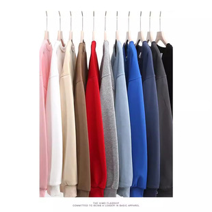 300g fabric cotton drop shoulder long sleeve round neck sweater single comfortable skin-friendly loose leisure printable logo