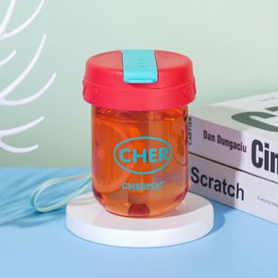 Mini Glass Cup Summer Women's Portable Glass Water Cup Cute Cartoon Straw Cup Student Office Cup