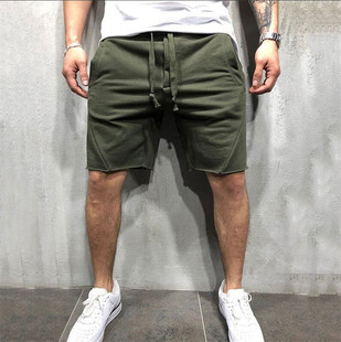 Cross-border European and American Fitness Men's Solid Color Running Thin Light Board logo-free Shorts Casual Sports Beggar Pants