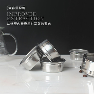 Universal 58mm straight powder bowl large capacity stainless steel filter espresso coffee machine handle accessories 22-28g