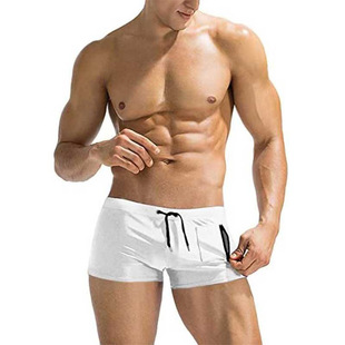 Cross-border foreign trade new solid color side zipper beach pants men's tight tether anti-light beach hot spring wholesale