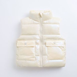 Boys and Girls Baby Autumn and Winter Outer Wear down Cotton Vest Kidsren's Warm Light Cotton Vest Kidsren's Thickeneded Vest