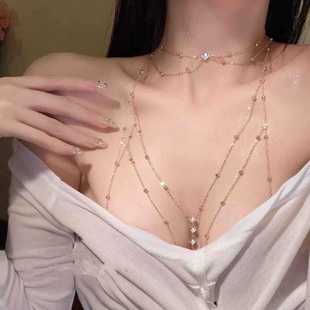 Titanium steel does not fade ~ chest chain body chain European and American bodychain sexy bikini bikini three-dimensional back chain