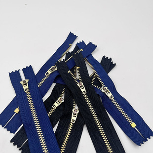 No.3 No.4 Brass Metal Zipper Jeans with Placket and Spring Head Pull Lock Casual Pants with Closed Tail Self-locking