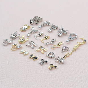 Nail alloy jewelry series zircon bow online popular star moon pendant diamond nail Diamond Pearl Love