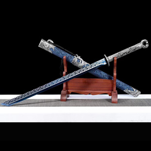 Tang Hengdao Longquan Town House Sword One-Piece Sword Embroidered Spring Sword High Manganese Steel Tang Sword Knife Self-Defense Weapon Unedged