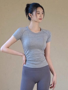 Summer Tight Slimming Yoga Clothes Short-sleeved Round Neck Quick-drying Breathable Running Sports T-shirt Stretch Pilates Top