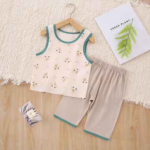 Children's Vest suit Summer Class A Ice Doraemon 50 Yousse Tencel Sleeveless Home Wear Anyang Children's Wear
