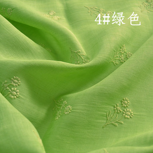 High-end pure ramie cloth embroidered fried color plant dyed dress sling cheongsam shirt T-shirt Hanfu National style fabric