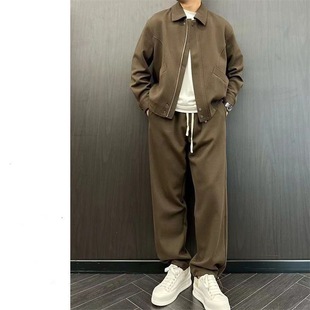 Men's High-end Light Luxury Trendy Fashion Color suit High Street Designer Casual Two-piece Set