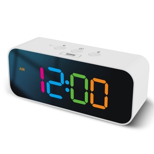 Source factory cross-border intelligent voice control recording clock large screen RGB colored lights digital display double set alarm clock electronic clock
