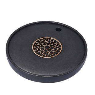 Stoneware tea tray household tea sea draining tray ceramic round water storage tray light luxury high-end dry tea table tea set tray
