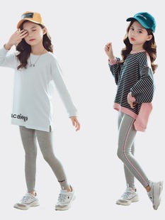 2024 girls' leggings spring and autumn thin new children's spring clothes Western style girls' medium and big children's cotton outer trousers