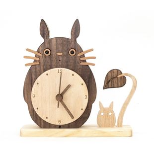 Забавный дом Тоторо Мультфильм из массива дерева Часы DIY Материал Сумка для домашнего творчества Гостиная украшения Сборка Часы