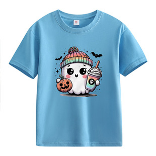 Children's Clothing Parent-Child Class Clothing Clothing Summer Solid Color Cute Graphic Printing Cotton Short-Sleeved T-Shirt Fixed Printing logo