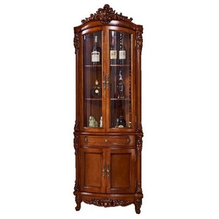 American-style Solid Wood Triangle Cabinet Wall Corner Cabinet Wine Cabinet European-style Corner Side Cabinet Wall-side Multifunctional Restaurant Cabinet with Door