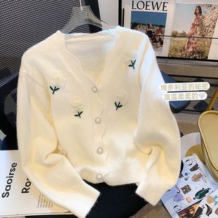 Autumn New Korean Style Fashionable All-match Loose Simple Color Ball Color Matching Age-reducing Slimming Sweater Cardigan for Women