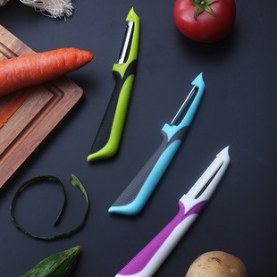 Kitchen utensils ceramic stainless steel knife edge TPR injection handle bean sprout peeler two-color melon and fruit peeler
