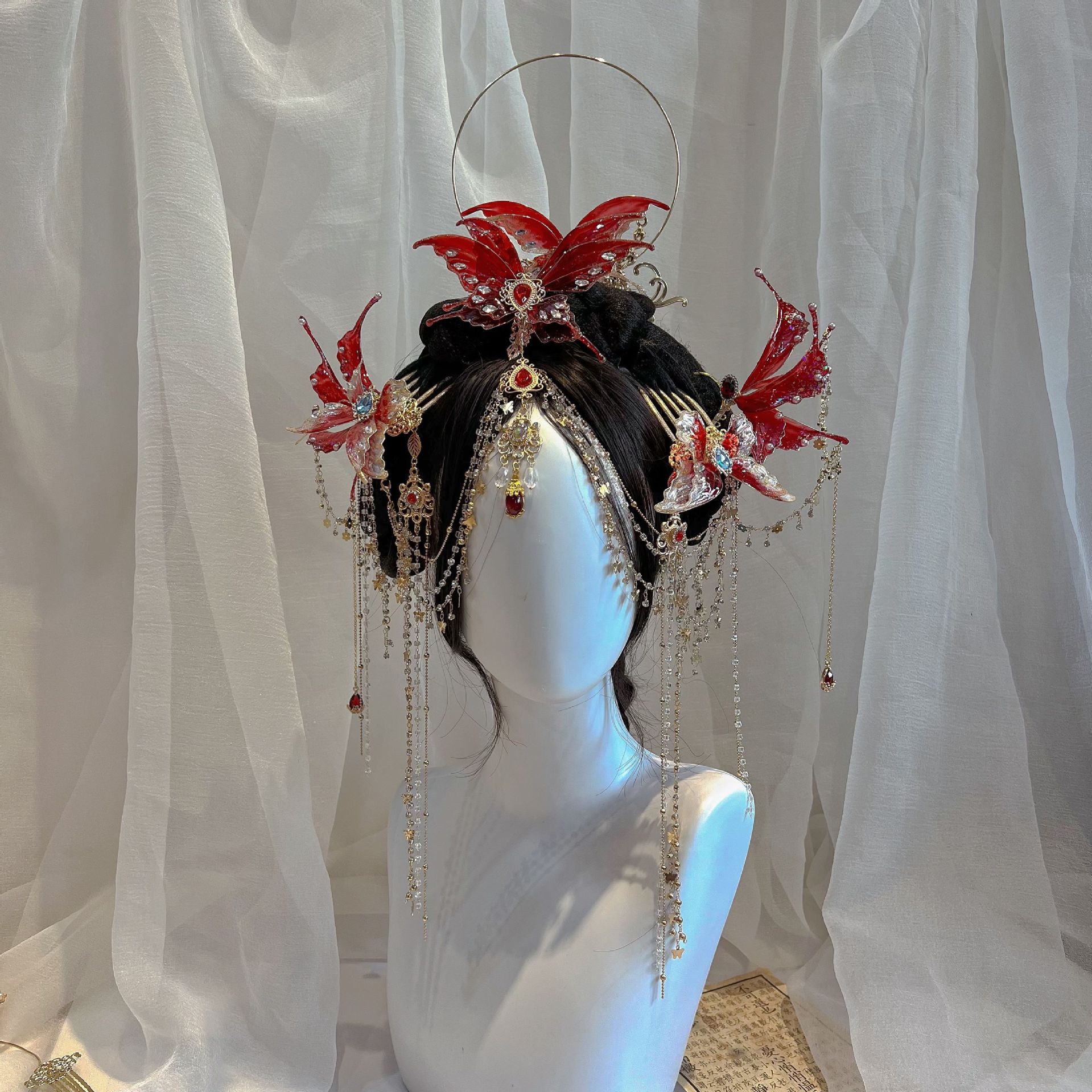 Princess Style Western Hanfu Dunhuang Forehead Exotic Dance Girl Tassel Ancient Hair Accessories Headwear Antique Accessories suit