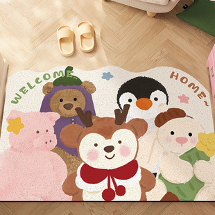 Factory straight hair cartoon silk ring floor mat HD can be cut into the door mat soil scraping dirt resistant high quality can be cut